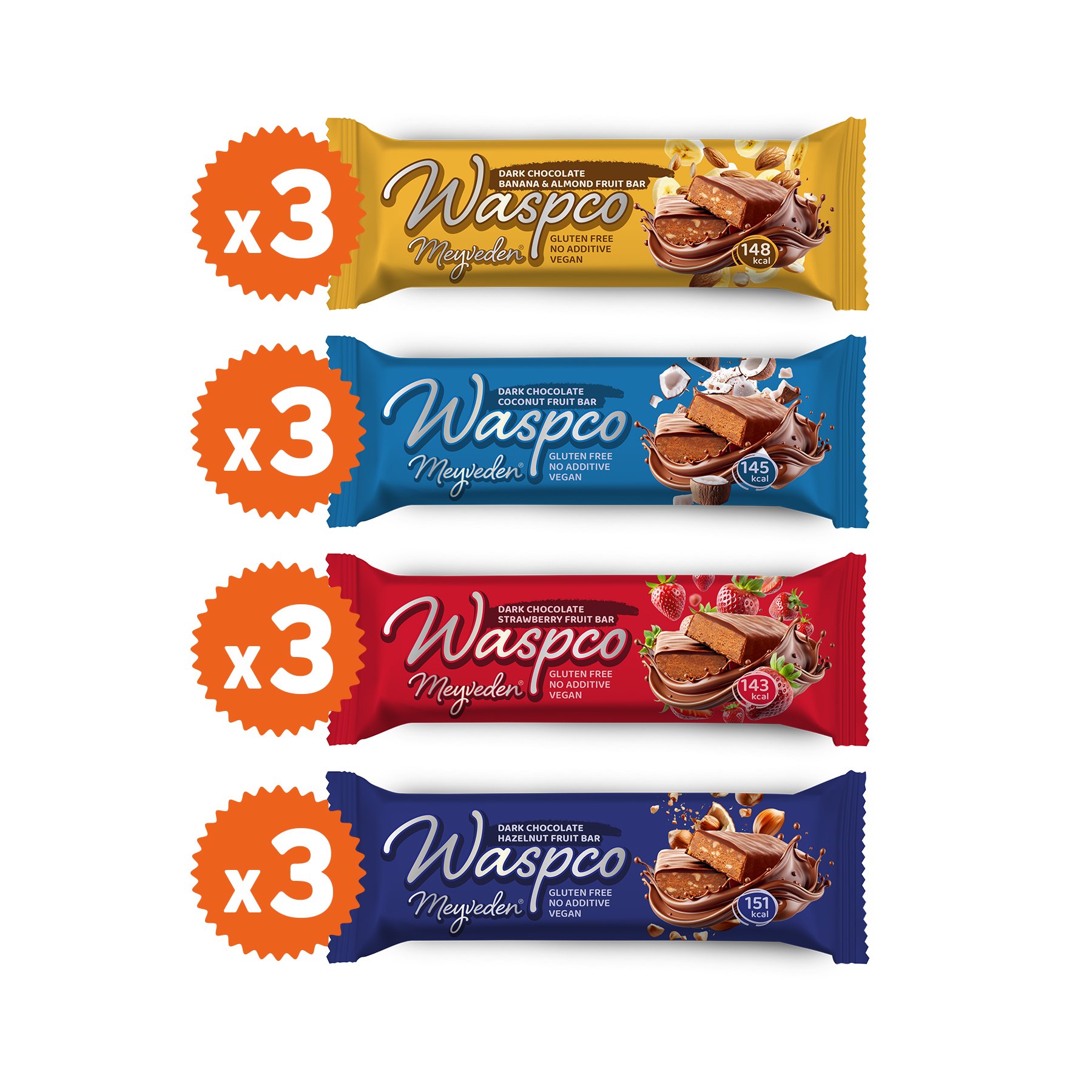 Bitter Çikolata Kaplı Meyve Bar Karma Kutu 35G x 12 Adet (4 Çeşit)
