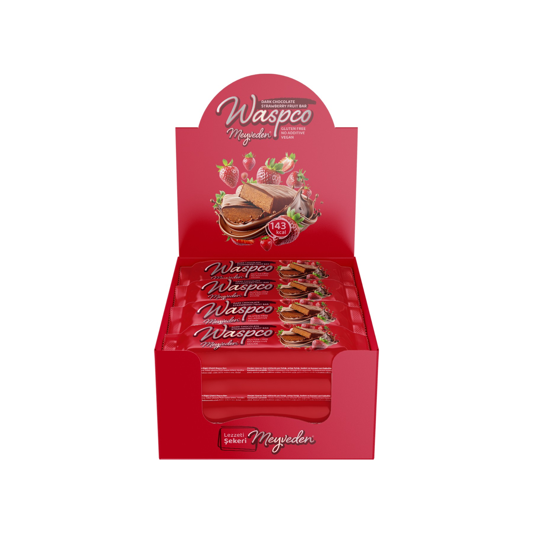 Bitter Çikolata Kaplı Çilekli Meyve Bar 35G x 12 Adet