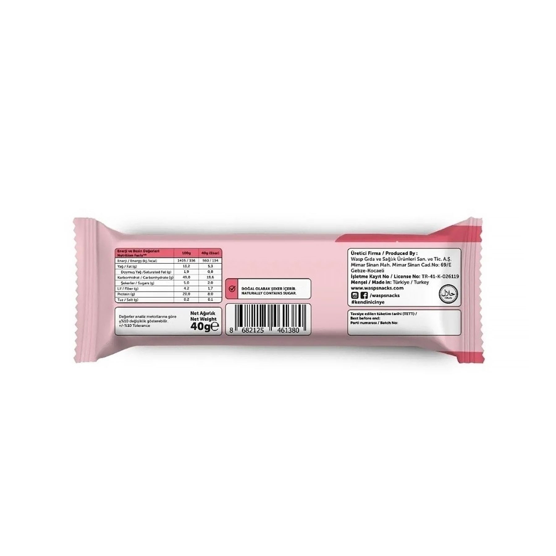 Çilekli Protein Bar 40g x 12 Adet