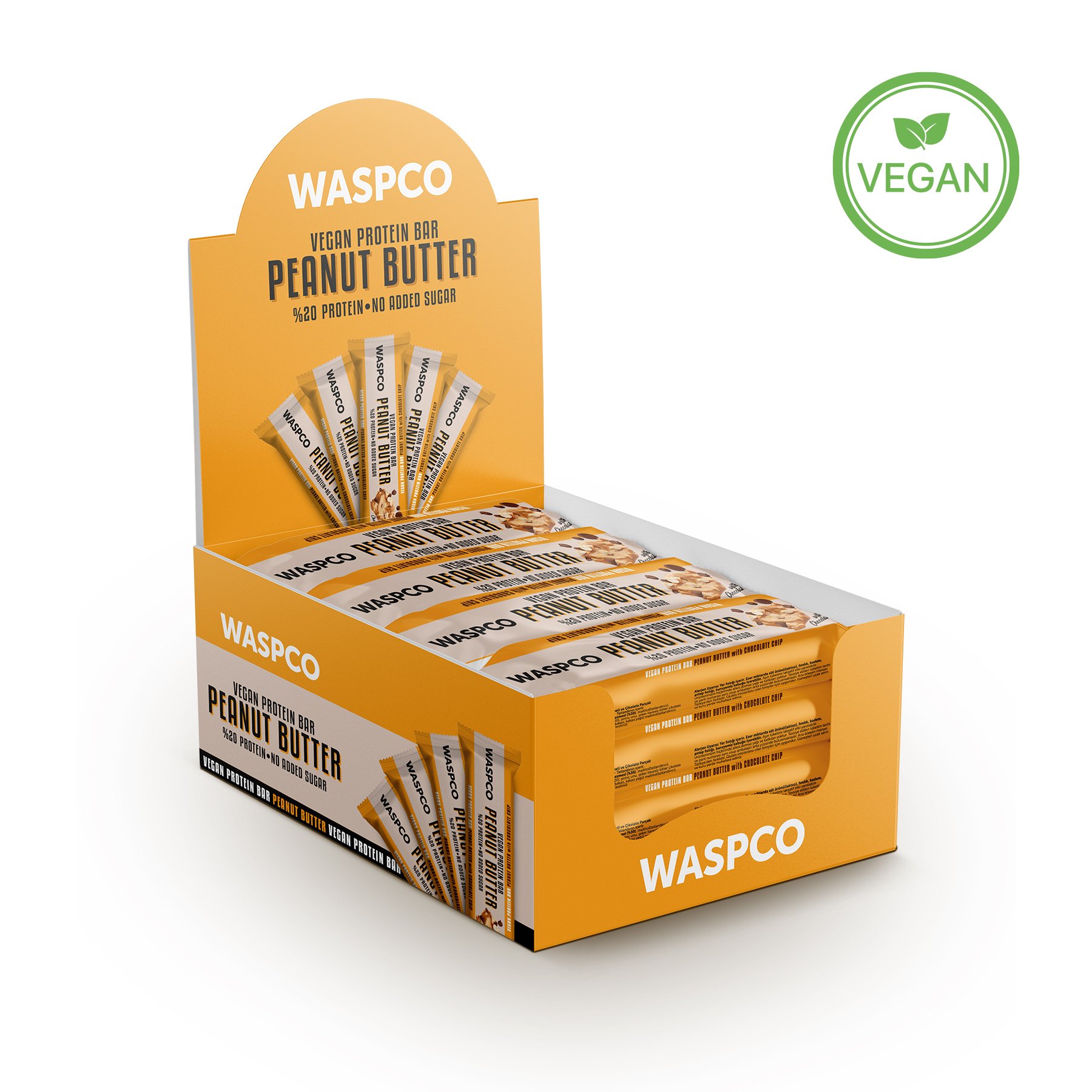 Fıstık Ezmeli ve Çikolata Parçalı Vegan Protein Bar 40g x 12 Adet