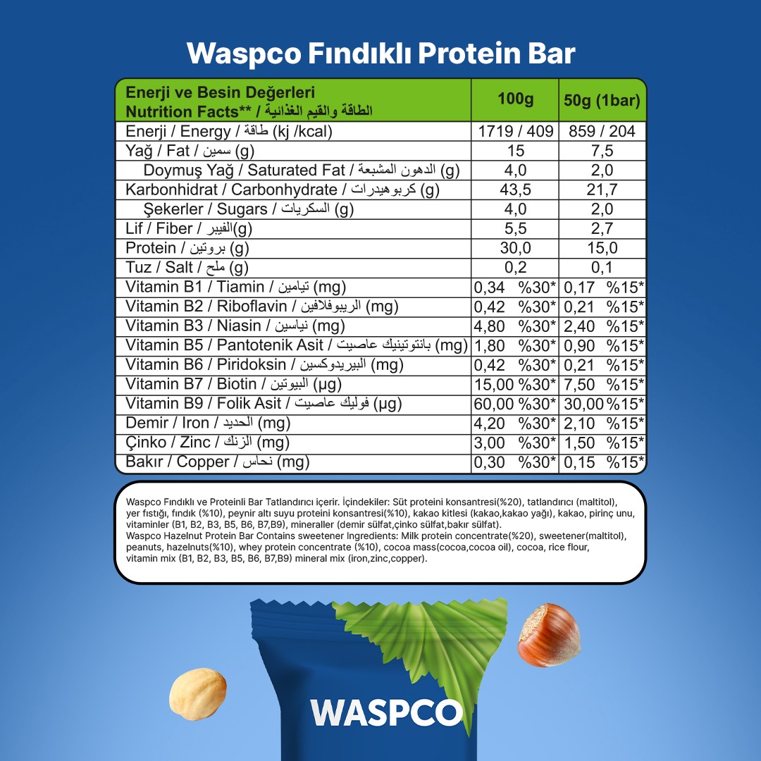 Fındıklı Yüksek Protein Bar 50g x 12 Adet