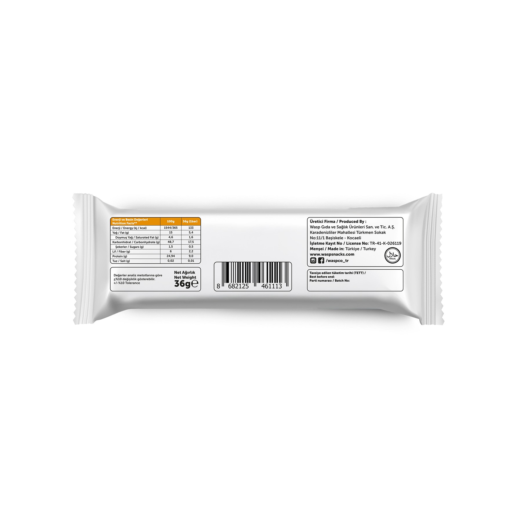 Bitter Çikolata Kaplı Fındıklı Cupcake Aromalı Protein Bar 36G x 12 Adet