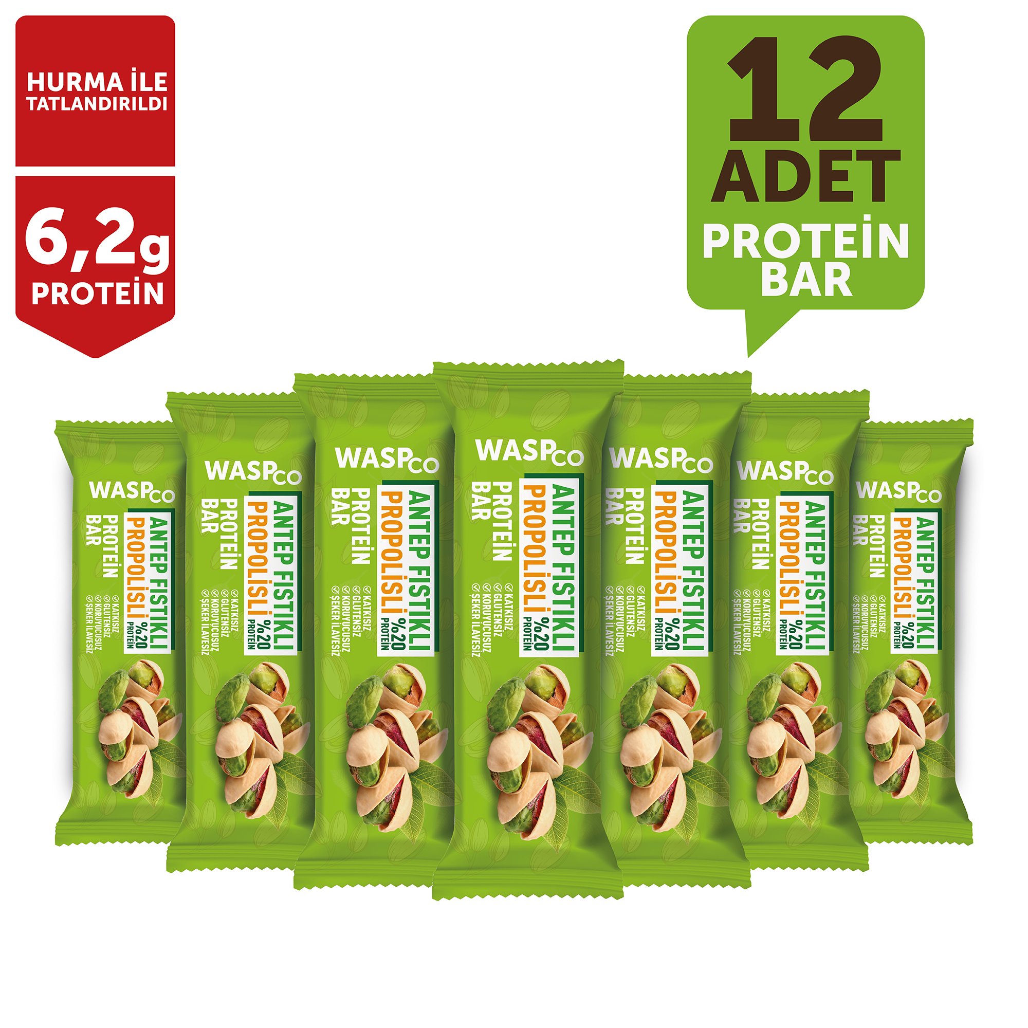 Antep Fıstıklı ve Propolisli Protein Bar 27g x 12 Adet