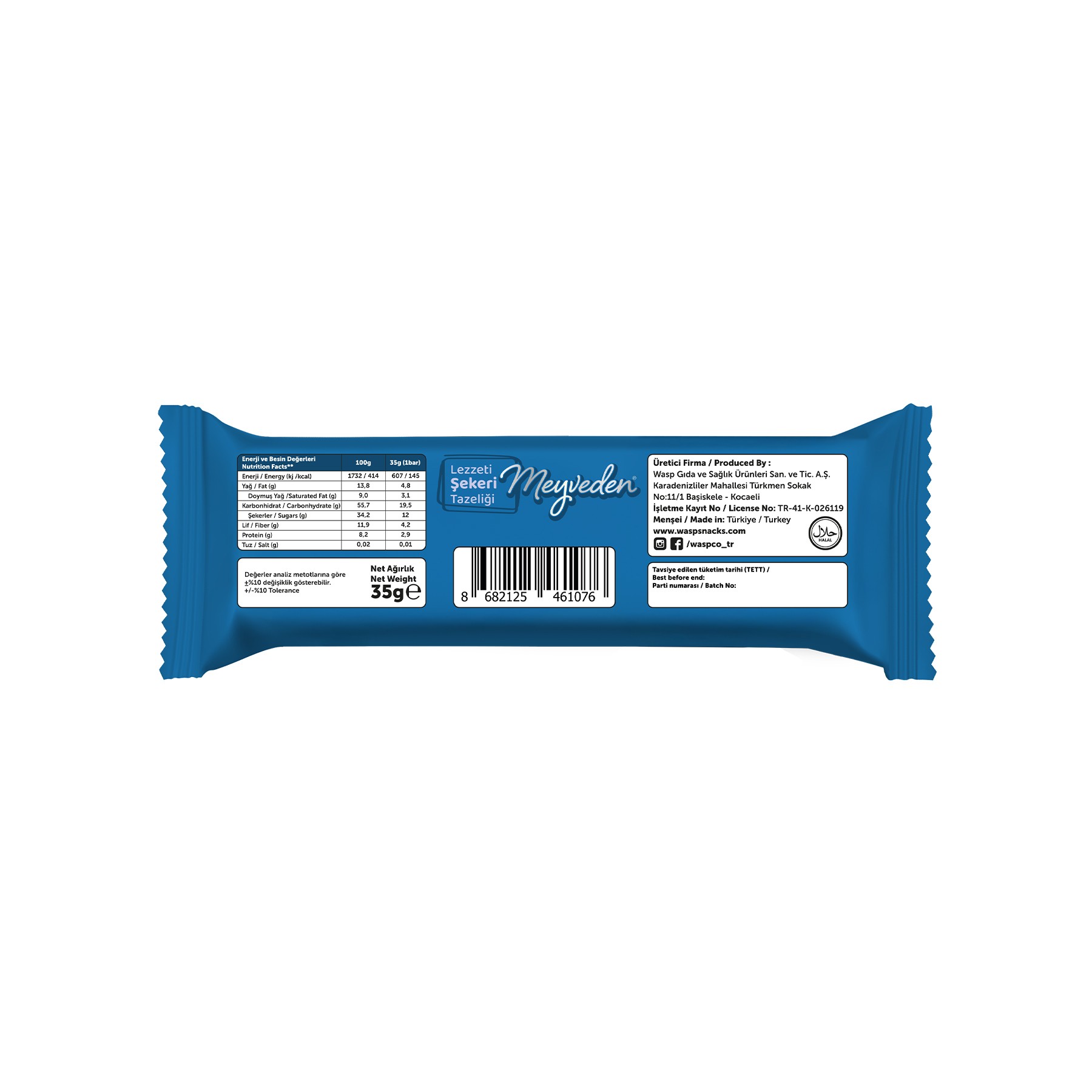 Bitter Çikolata Kaplı Hindistan Cevizli Meyve Bar 35G x 12 Adet