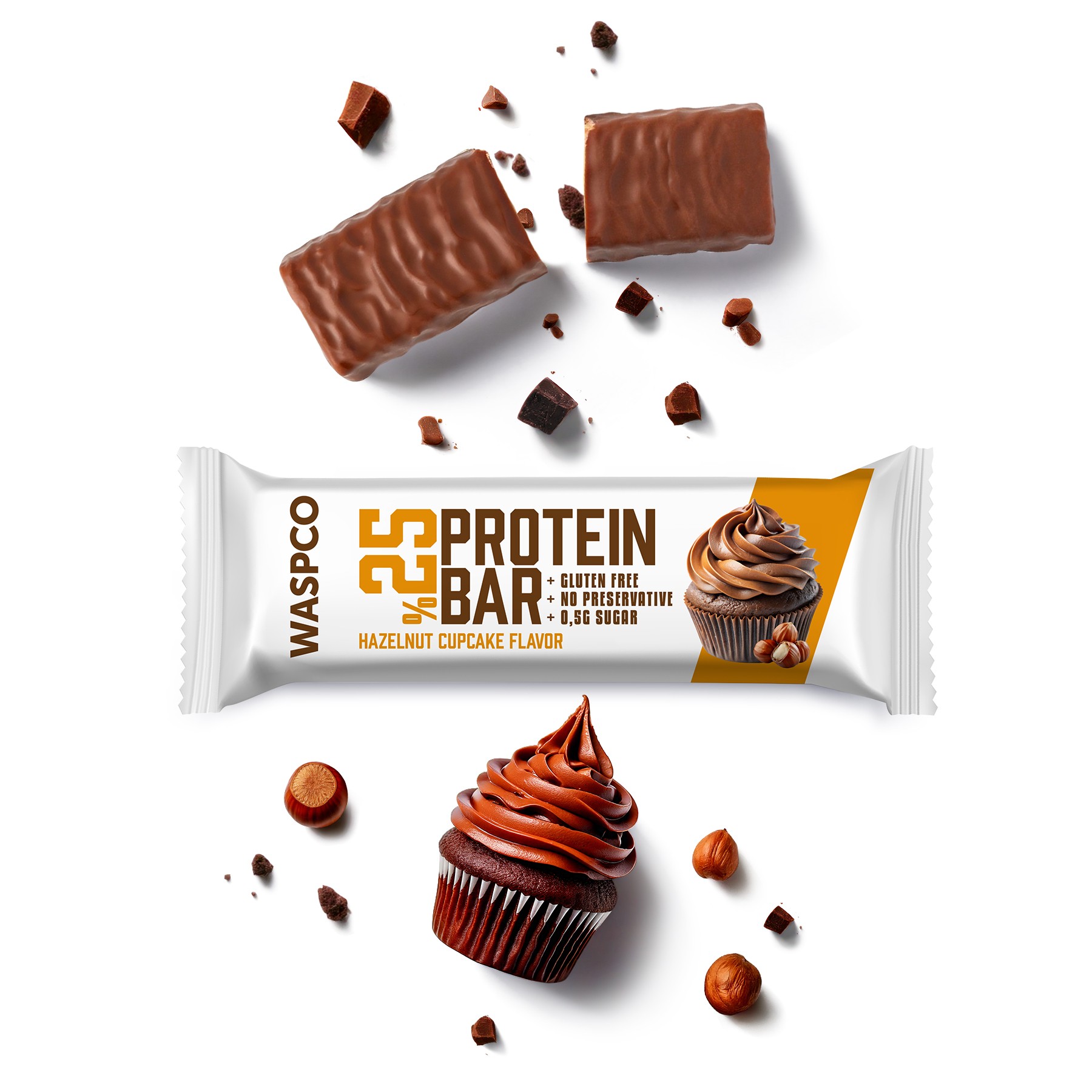 Bitter Çikolata Kaplı Fındıklı Cupcake Aromalı Protein Bar 36G x 12 Adet