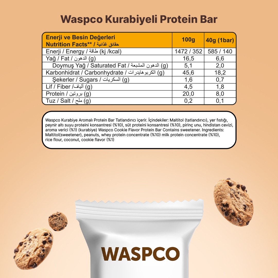Kurabiye Aromalı Protein Bar 40g x 12 Adet