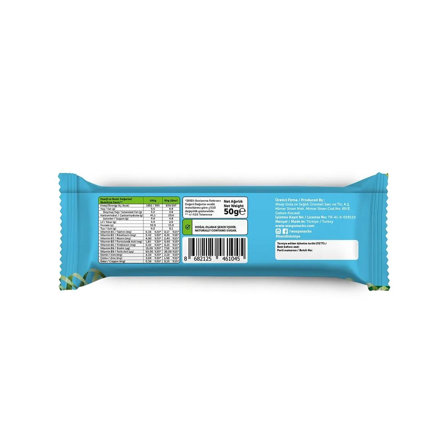 Hindistan Cevizli Yüksek Protein Bar 50g x 12 Adet