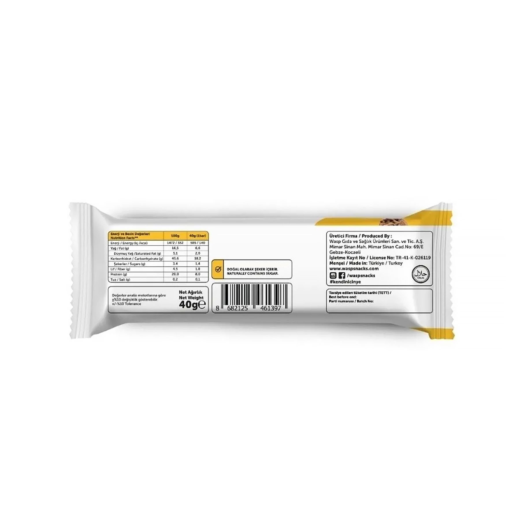 Kurabiye Aromalı Protein Bar 40g x 12 Adet