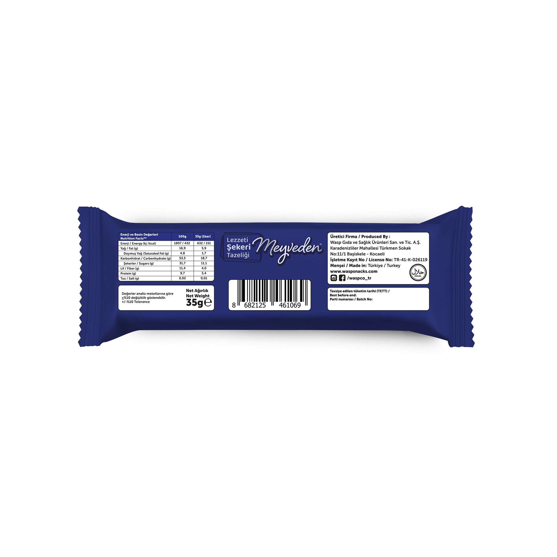 Bitter Çikolata Kaplı Fındıklı Meyve Bar 35G x 12 Adet
