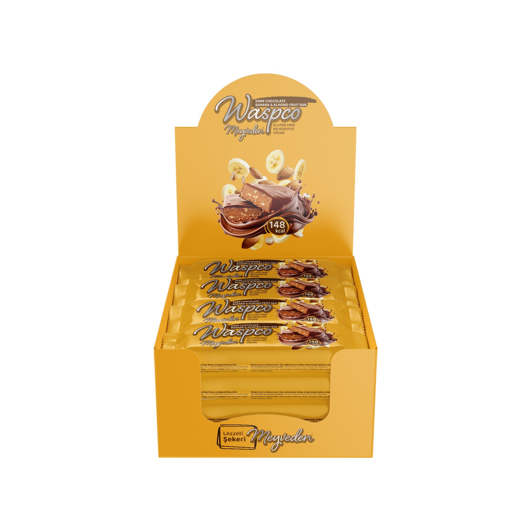 Bitter Çikolata Kaplı Muzlu ve Bademli Meyve Bar 35G x 12 Adet