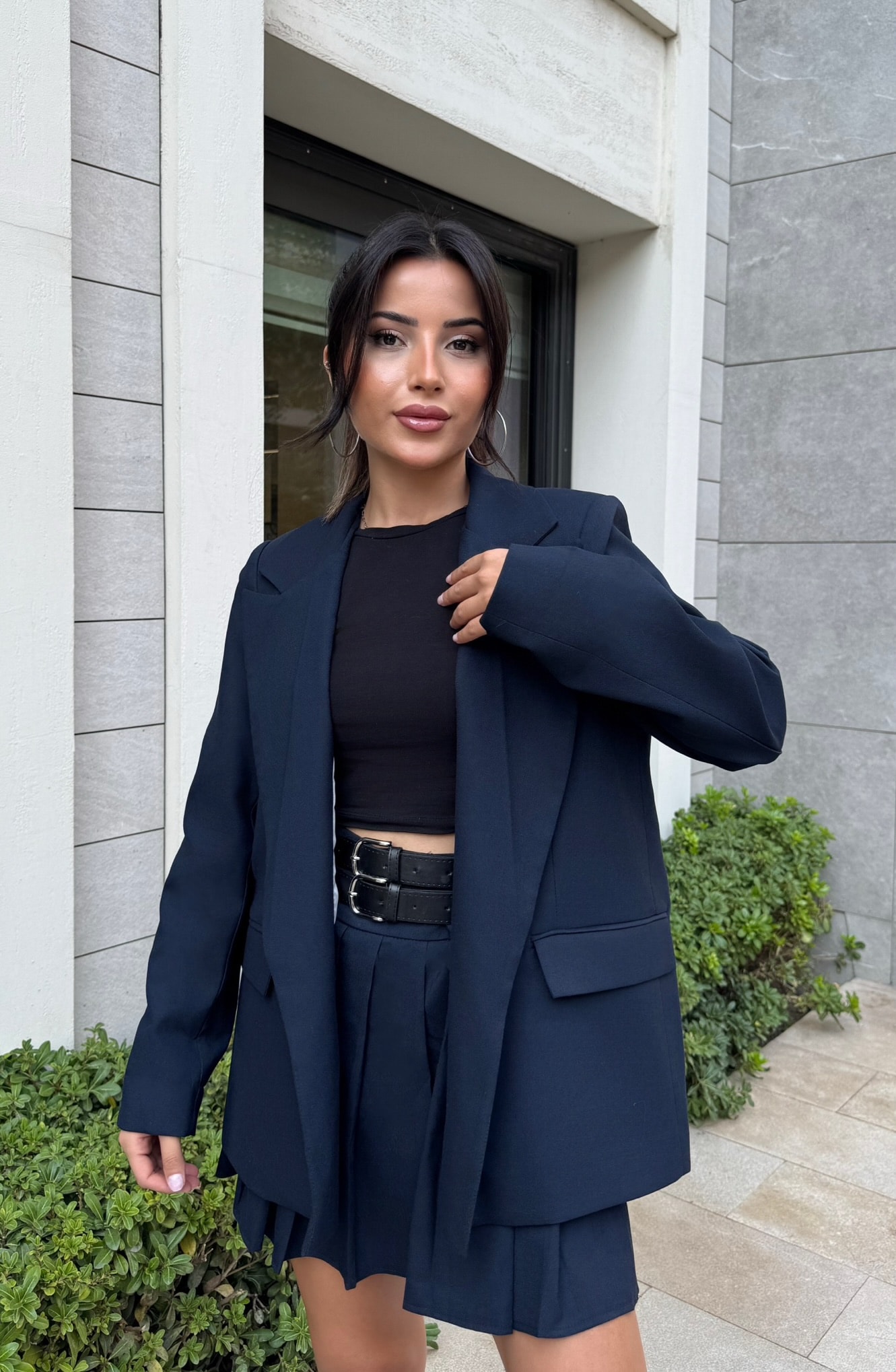 Navy Oversize Blazer Ceket