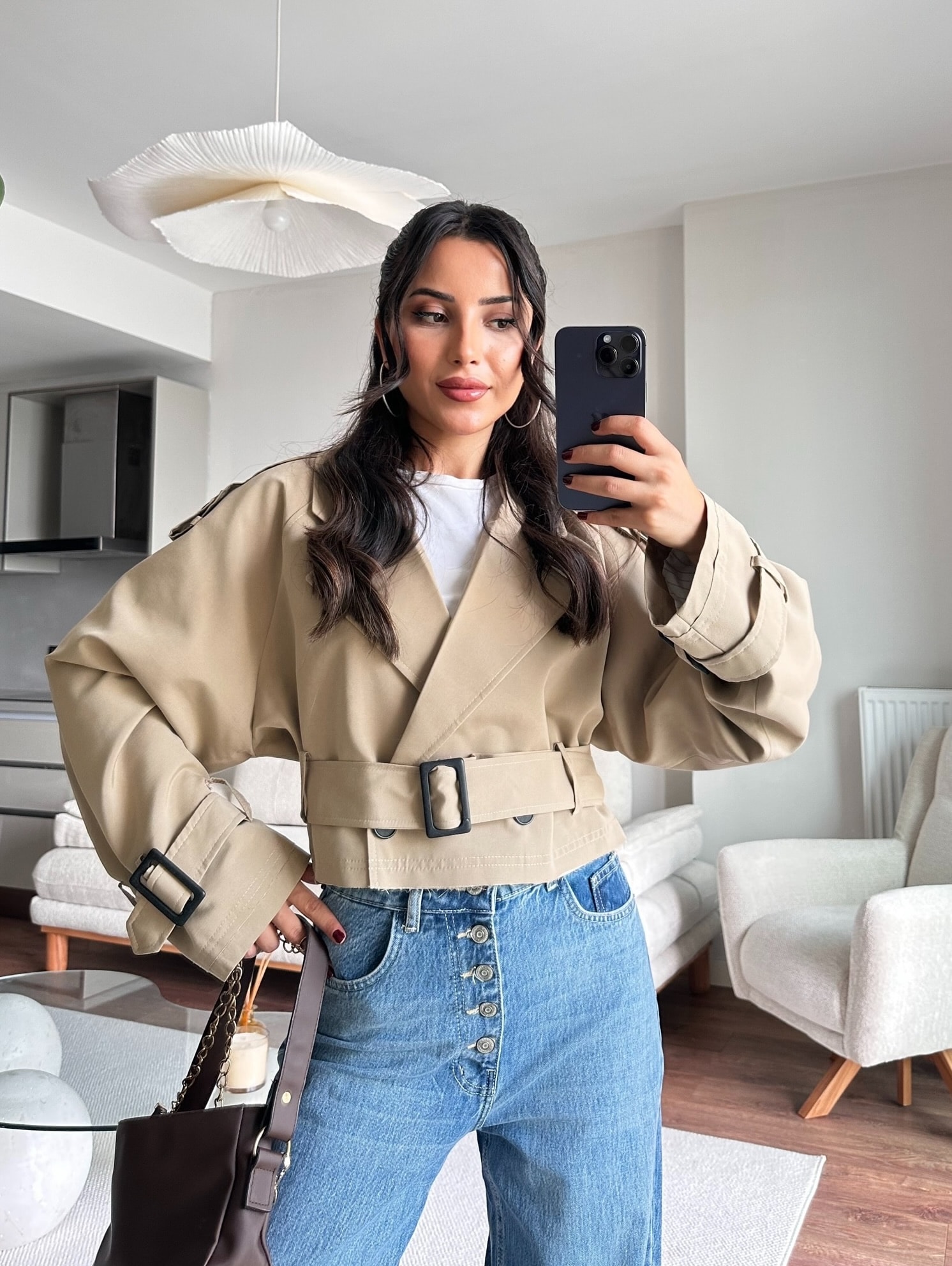 Edora Belted Crop Trench