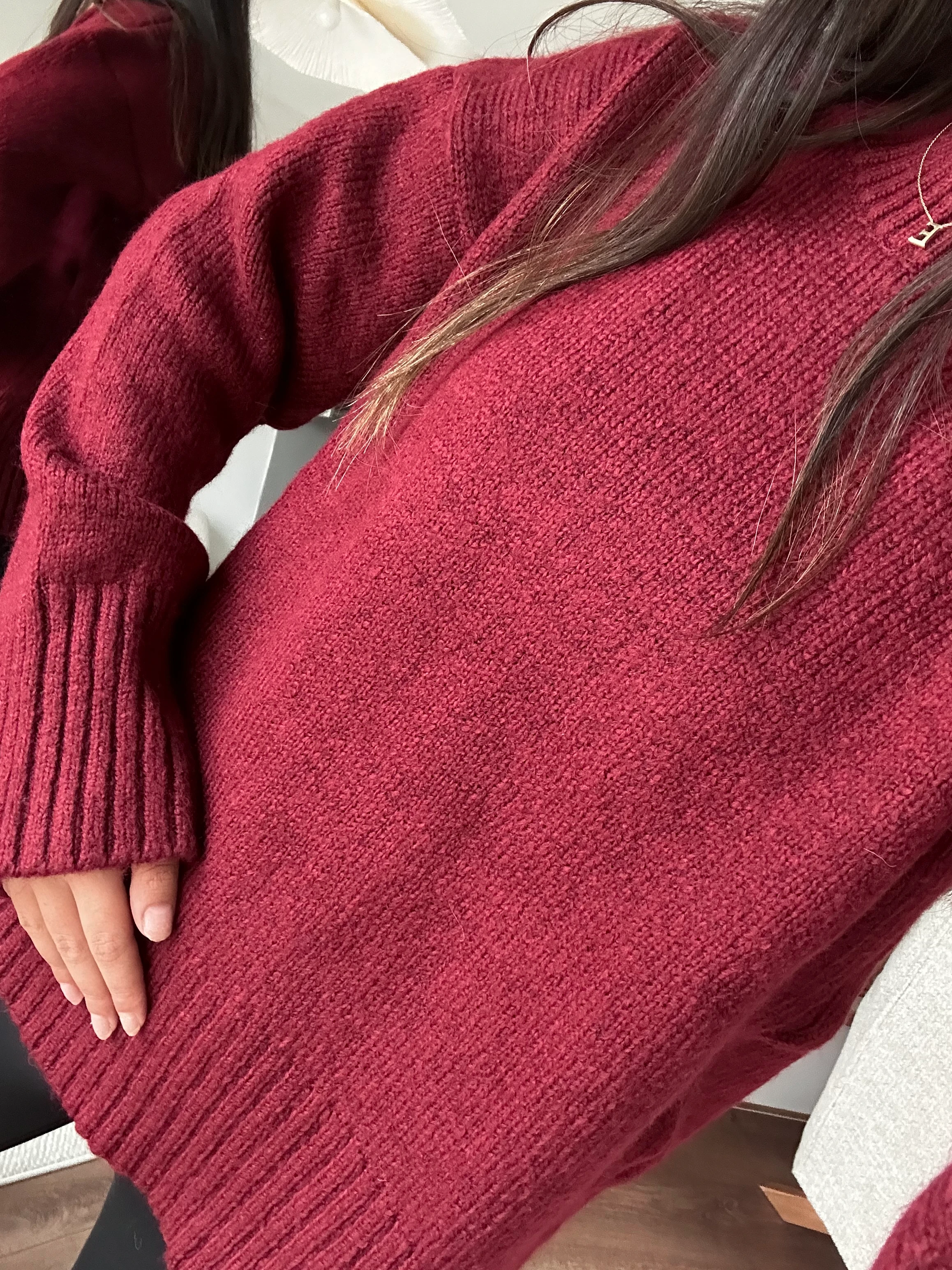Oversize Soft Knit Kazak - Bordo 