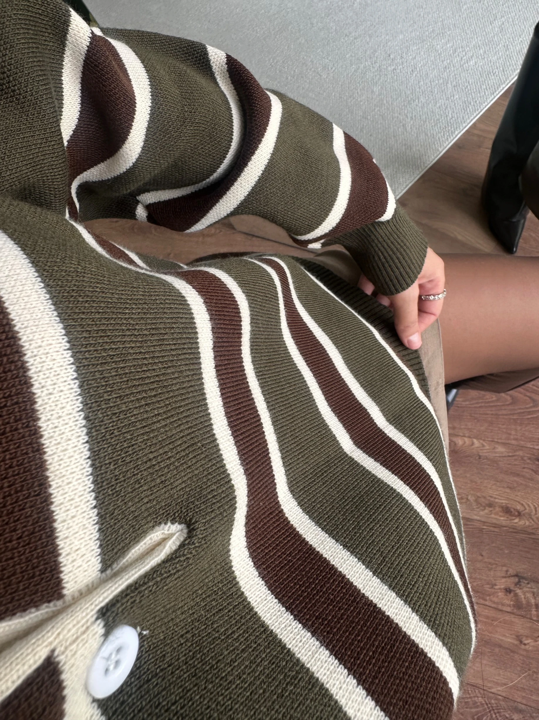 Kahve Yeşil Çizgili sweat 