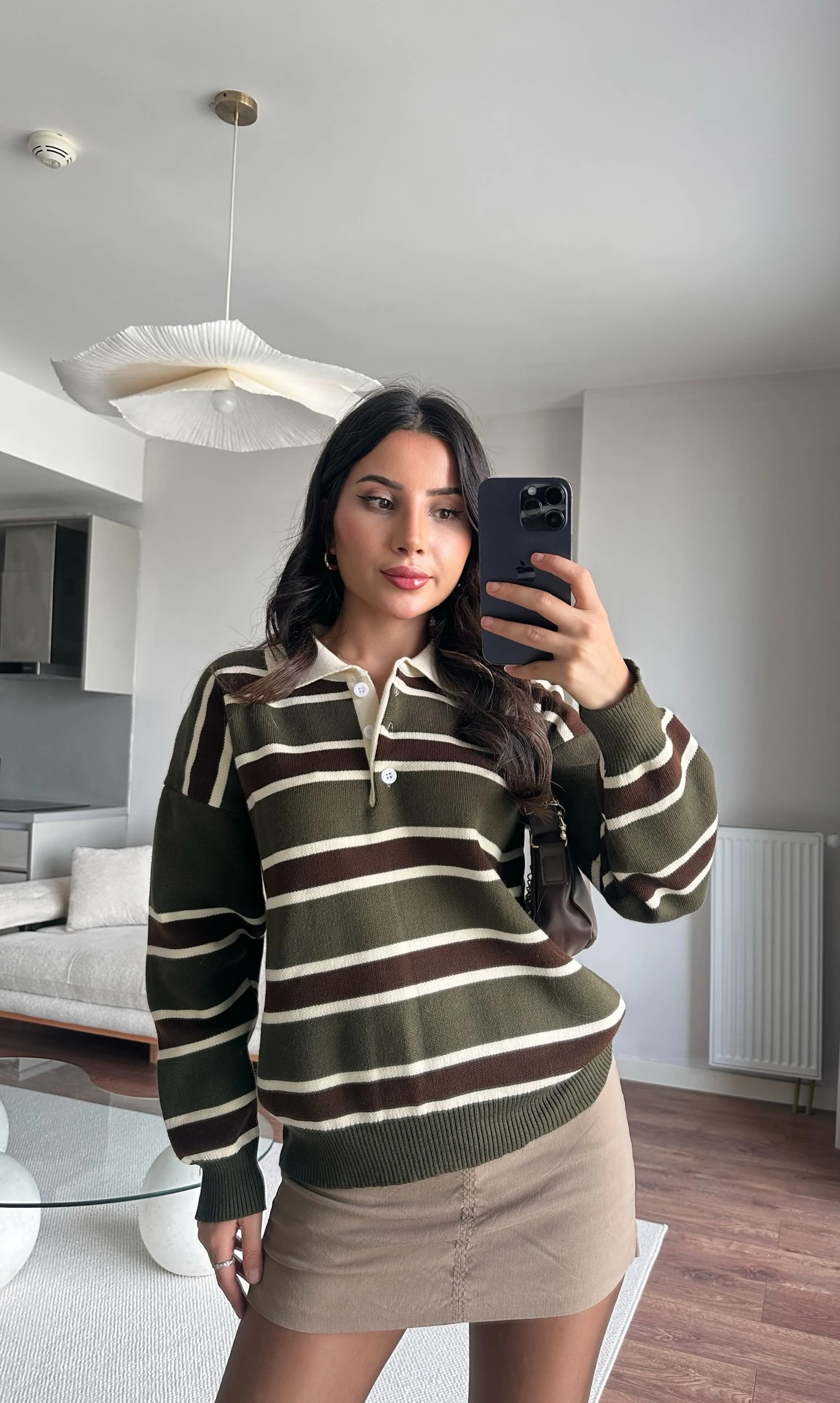 Kahve Yeşil Çizgili sweat 