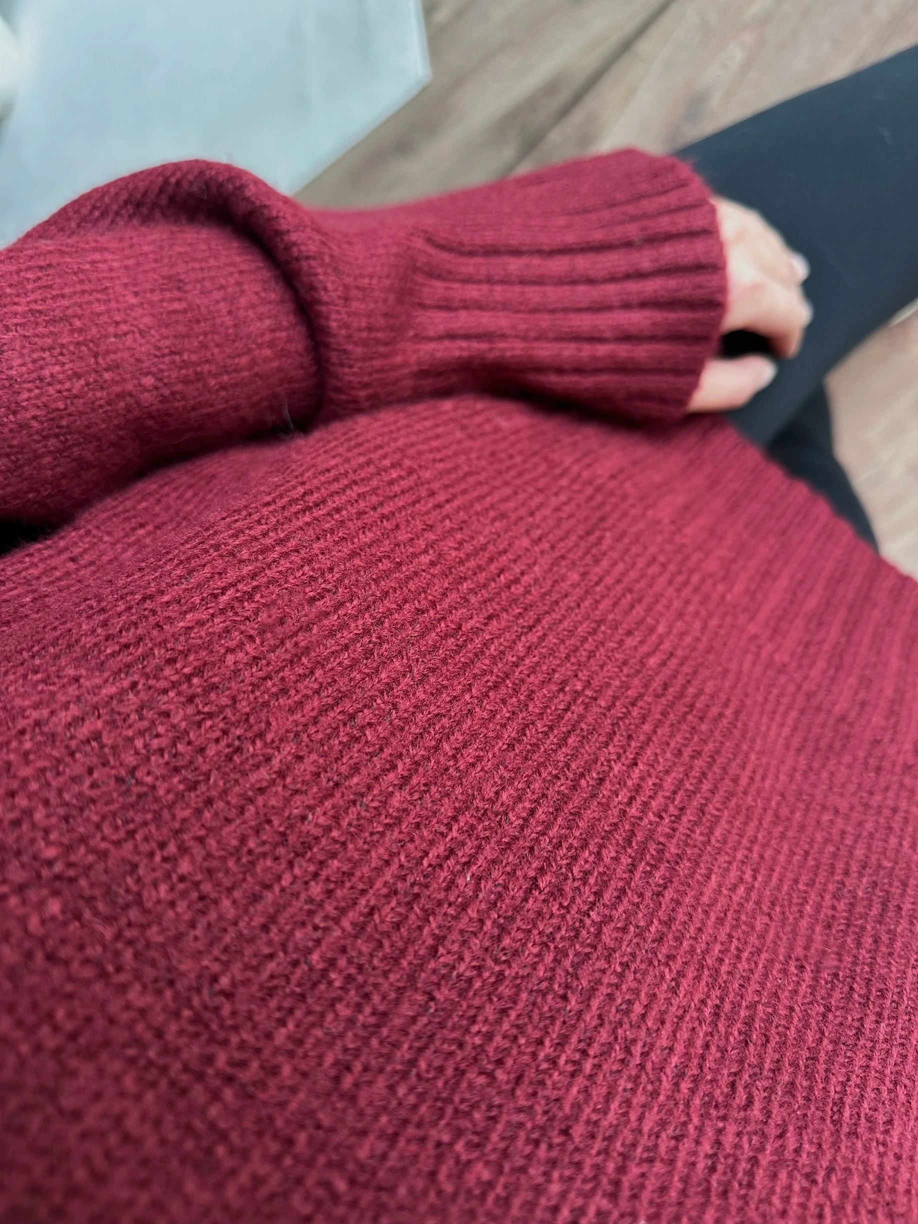 Oversize Soft Knit Kazak - Bordo 