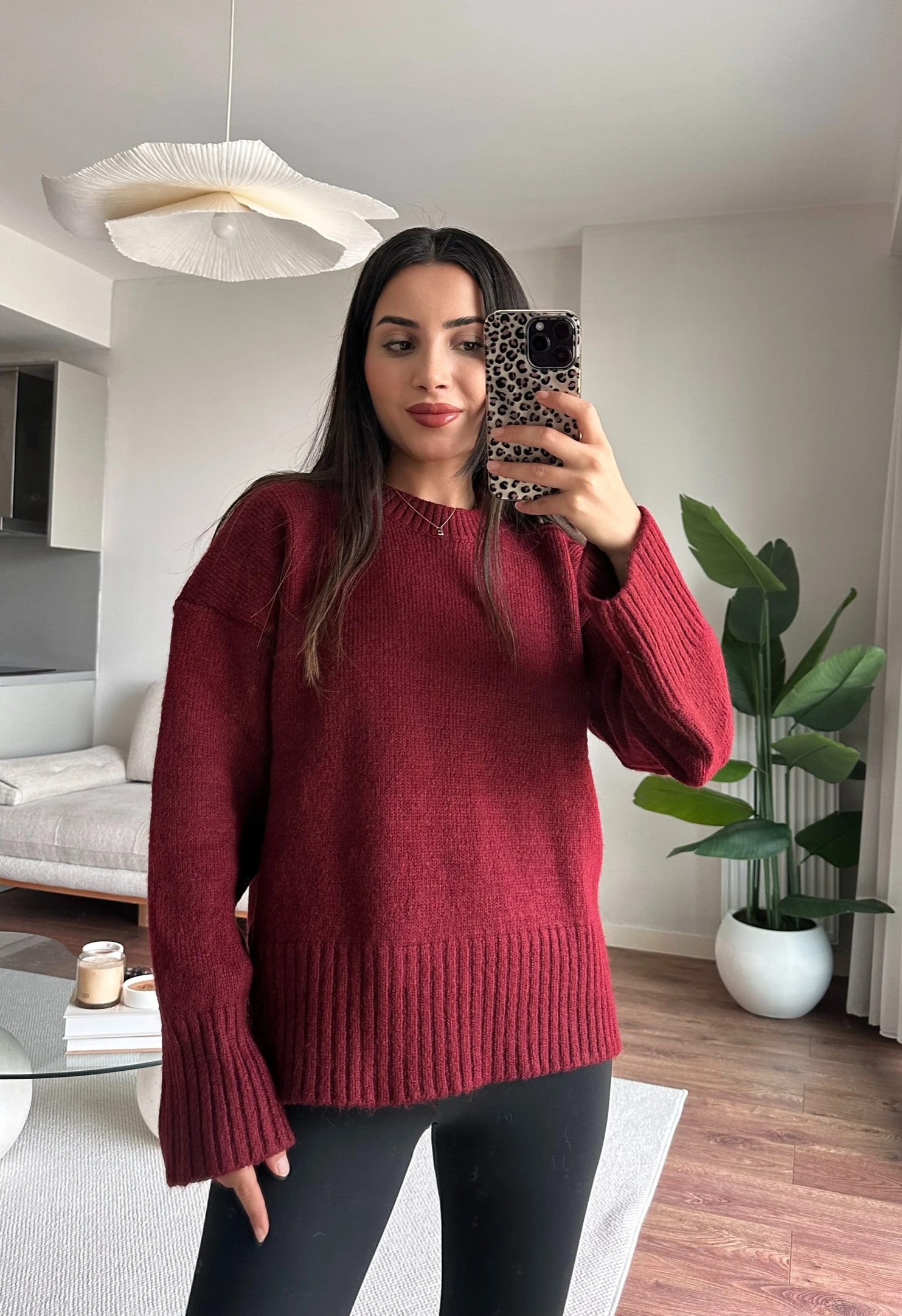 Oversize Soft Knit Kazak - Bordo 