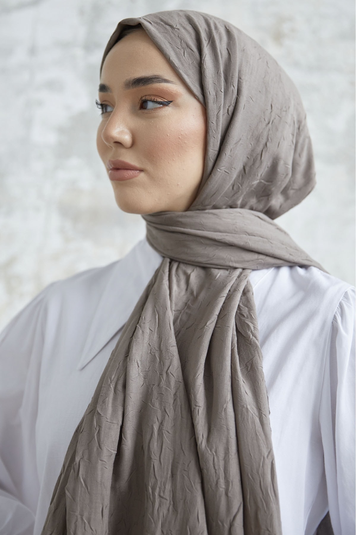 Bambu Kraş Tesettür Şal - Açık Kahve