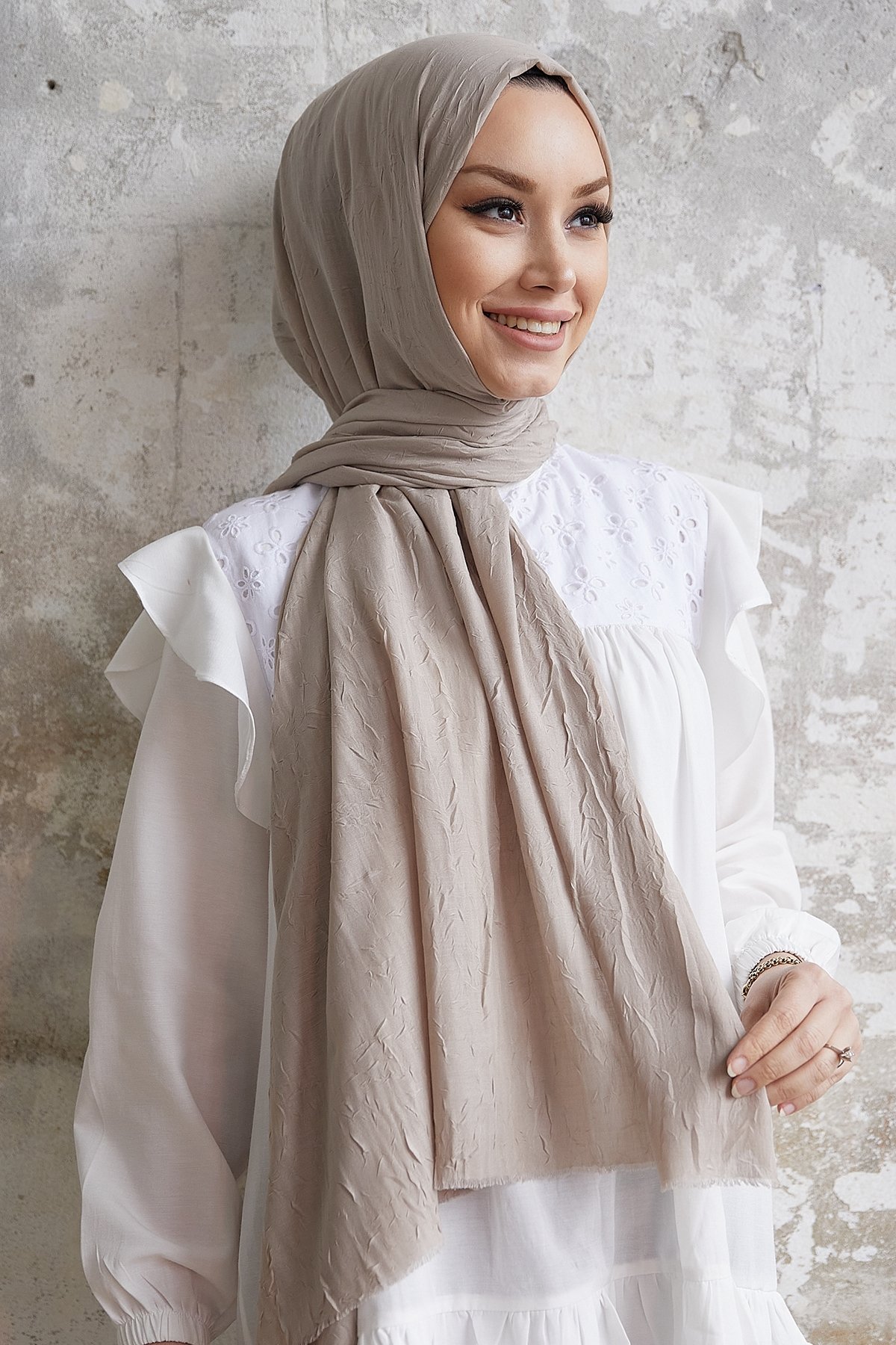 Bambu Kraş Tesettür Şal - Soft Kahve