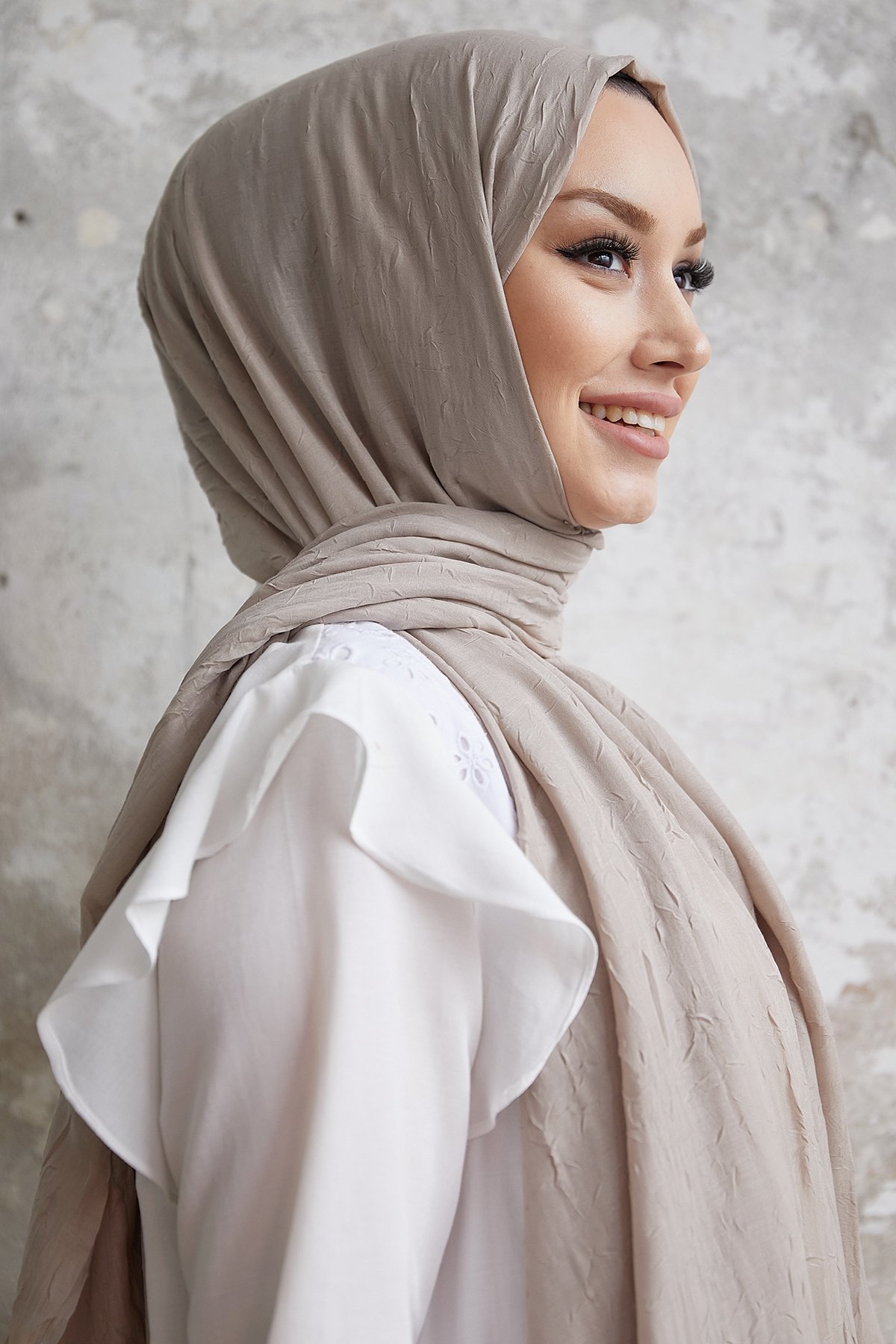 Bambu Kraş Tesettür Şal - Soft Kahve