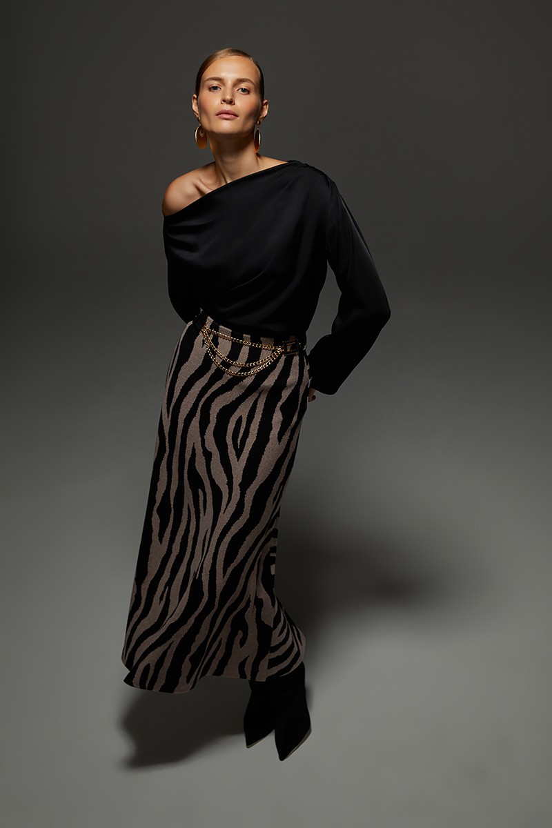 Zebra Print Maxi Skirt