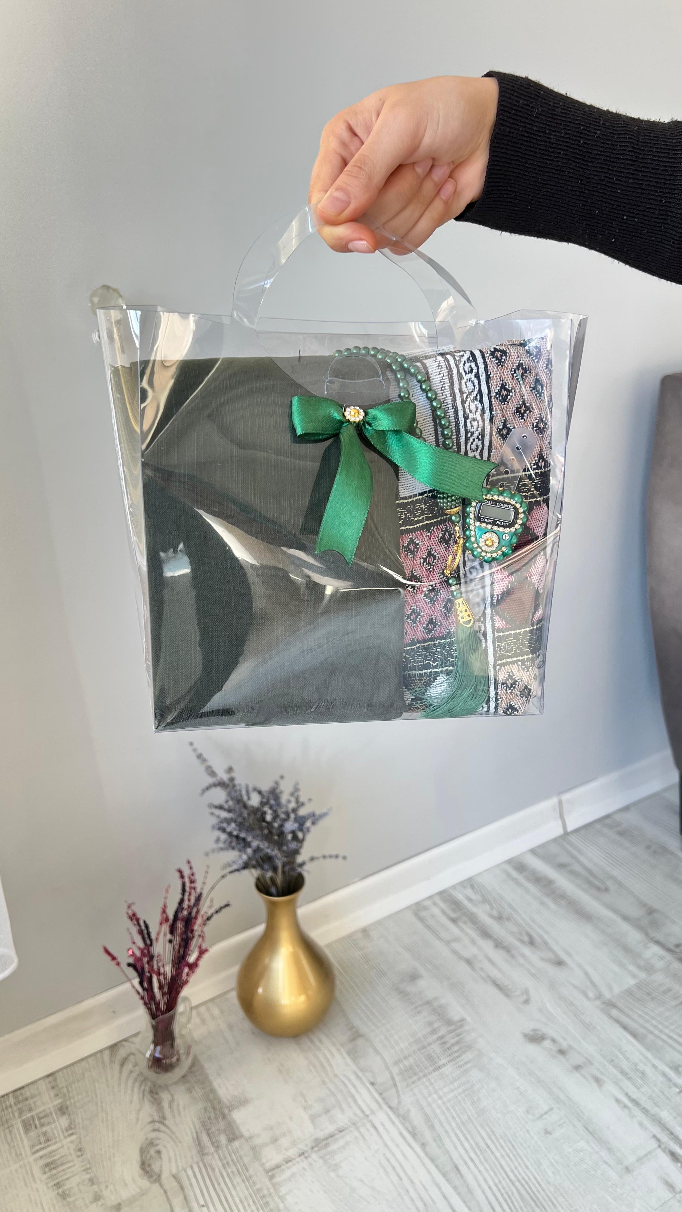 Estat çantalı Pamuklu Goblen 40 Yama Seccade Seti - Haki