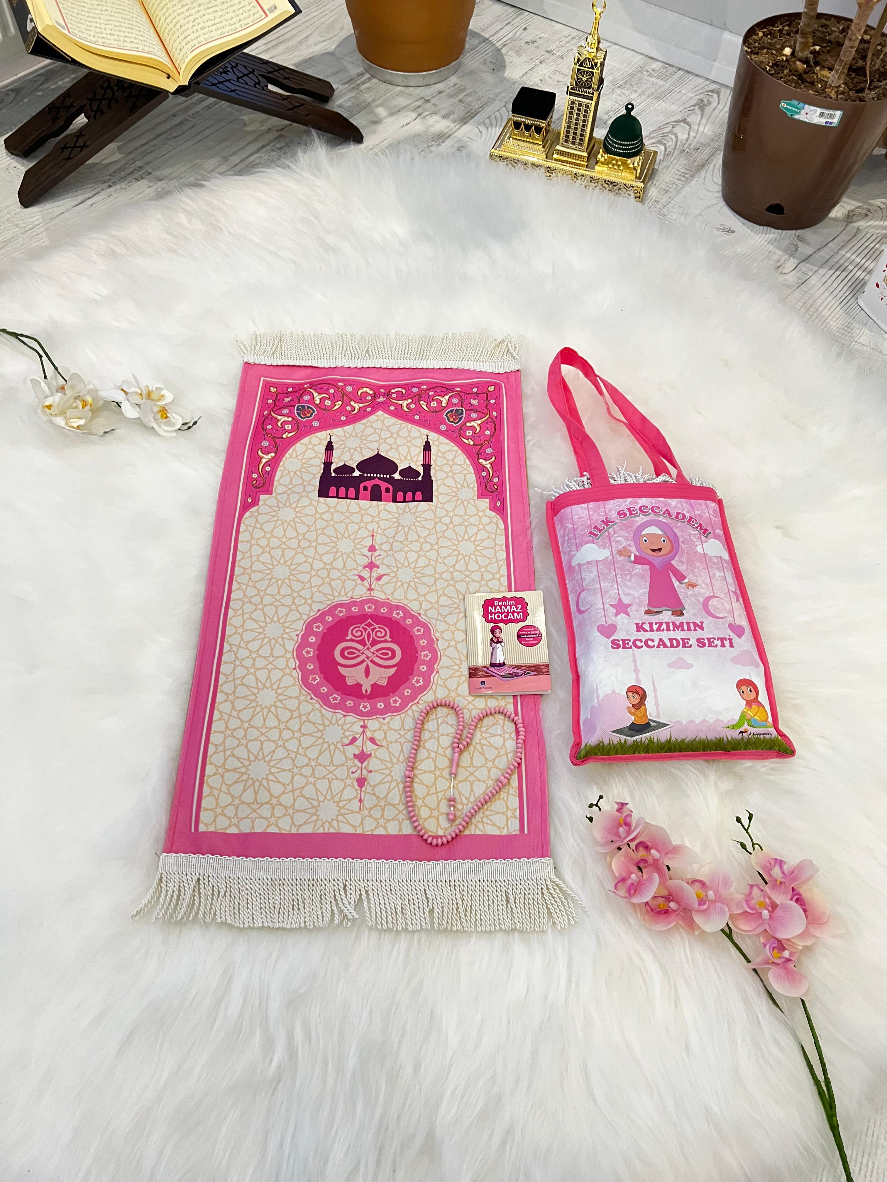 OMUZ ASKILI ÇANTALI SECCADE SETİ (PEMBE)