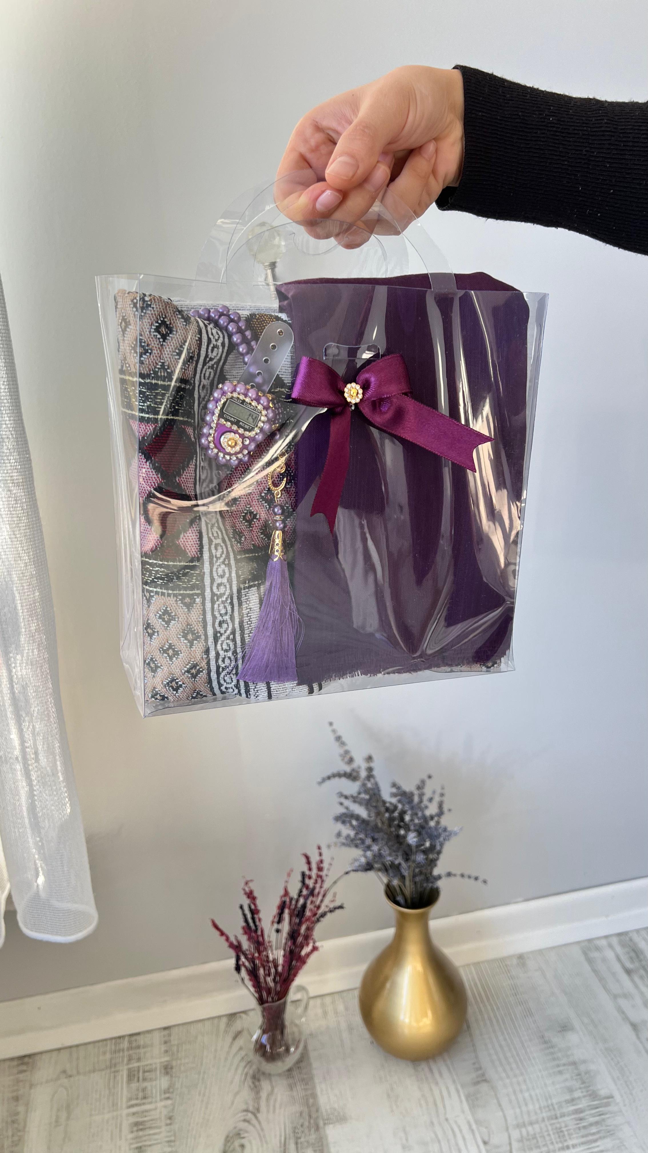 Estat çantalı Pamuklu Goblen 40 Yama Seccade Seti - Mor