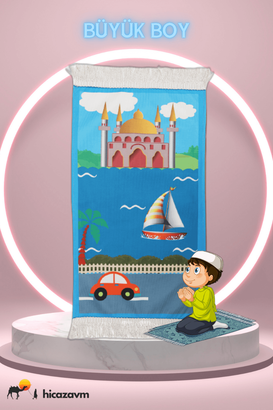 Büyük Boy Araba Resimli Çocuk Seccadesi
