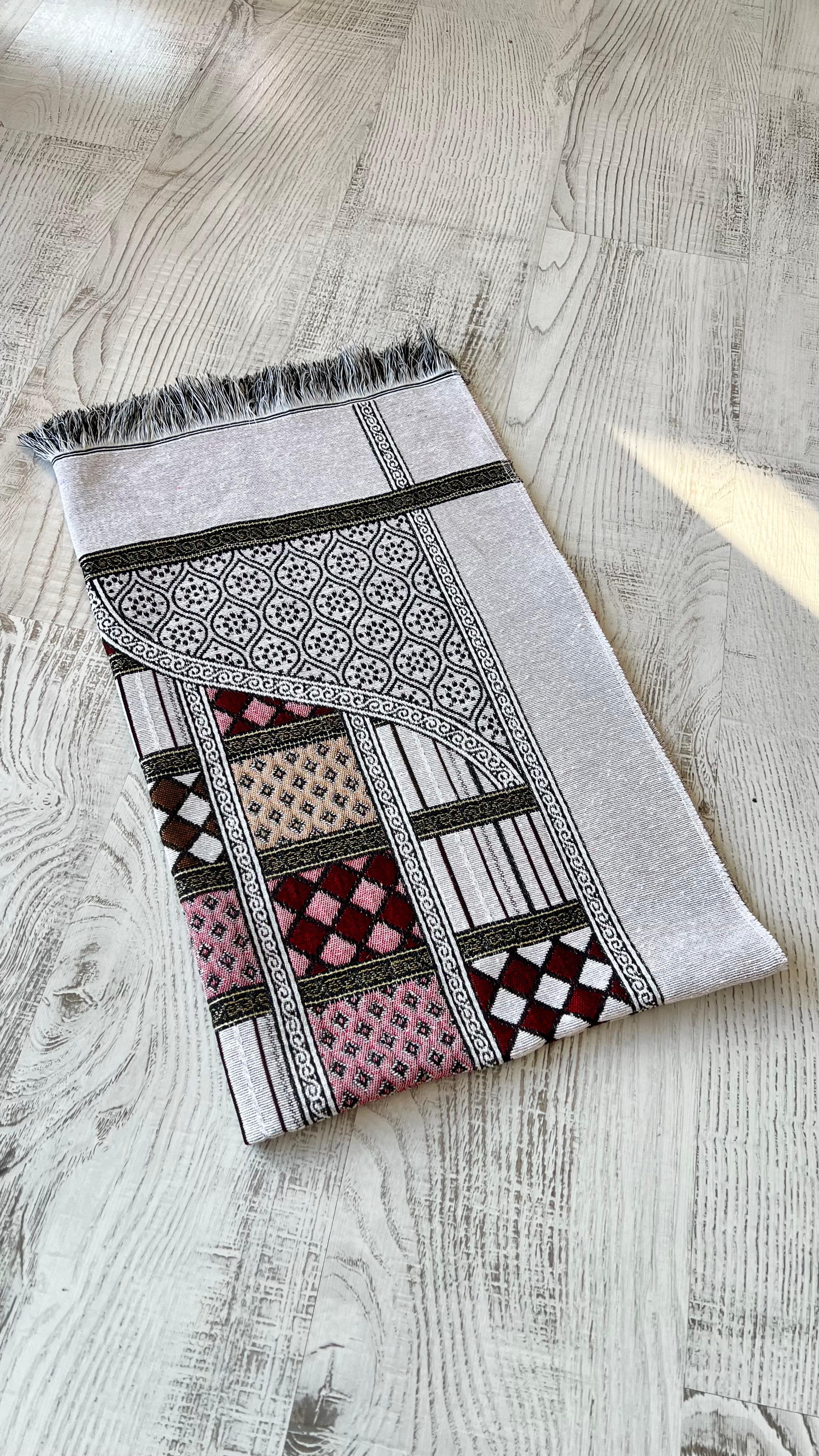 Estat çantalı Pamuklu Goblen 40 Yama Seccade Seti - Bordo