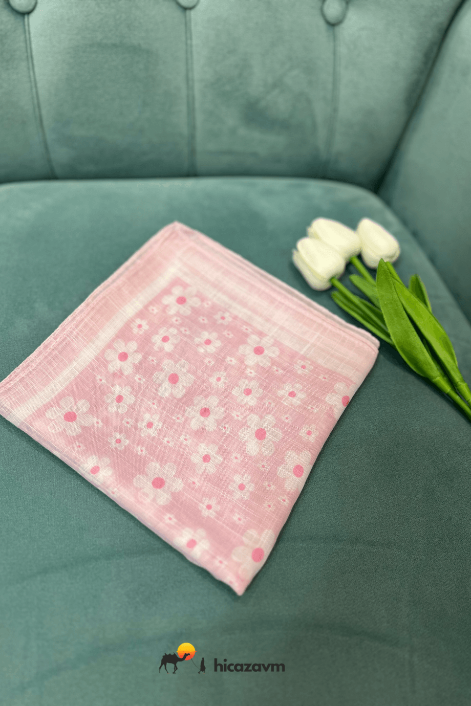 Toz Pembe Taban Üstü Beyaz Papatya