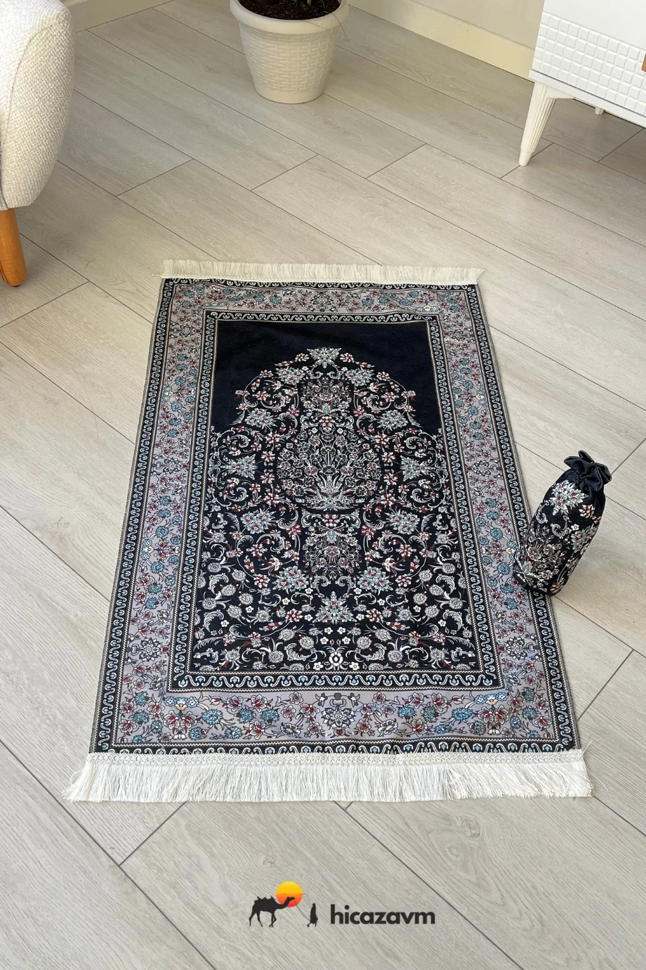 Halı Desen2 Keseli Seccade Siyah