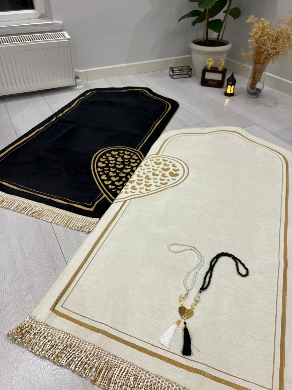 KALP DESNELİ DOKUMA ÇİFT SECCADE SETİ