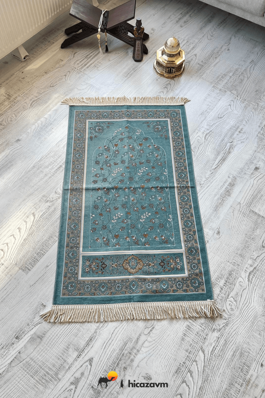 Sarmaşık Lale Model Dokuma Seccade (Mavi)