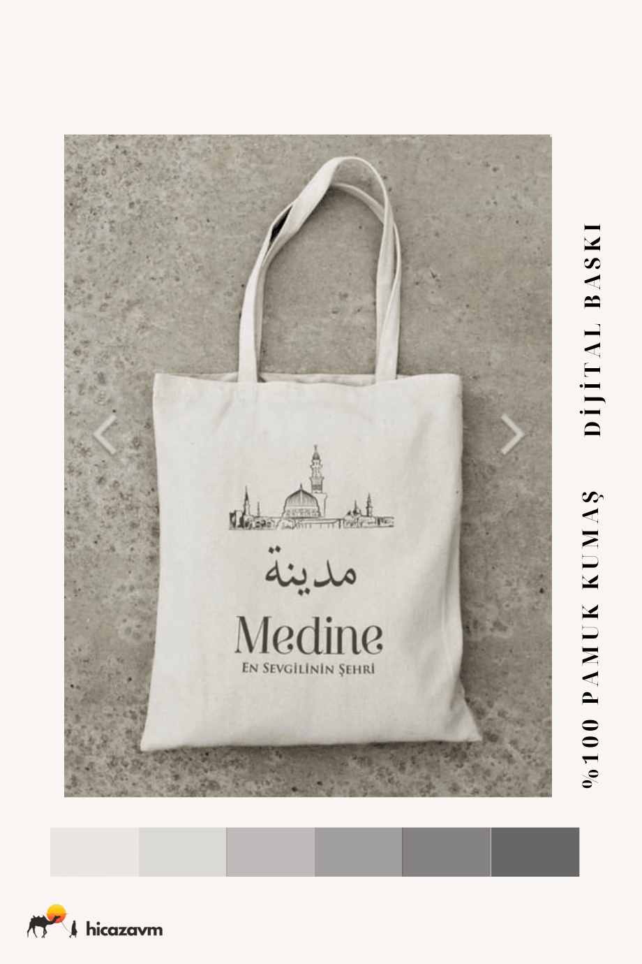 Ham Pamuk Kumaş Bez Çanta(Medine)