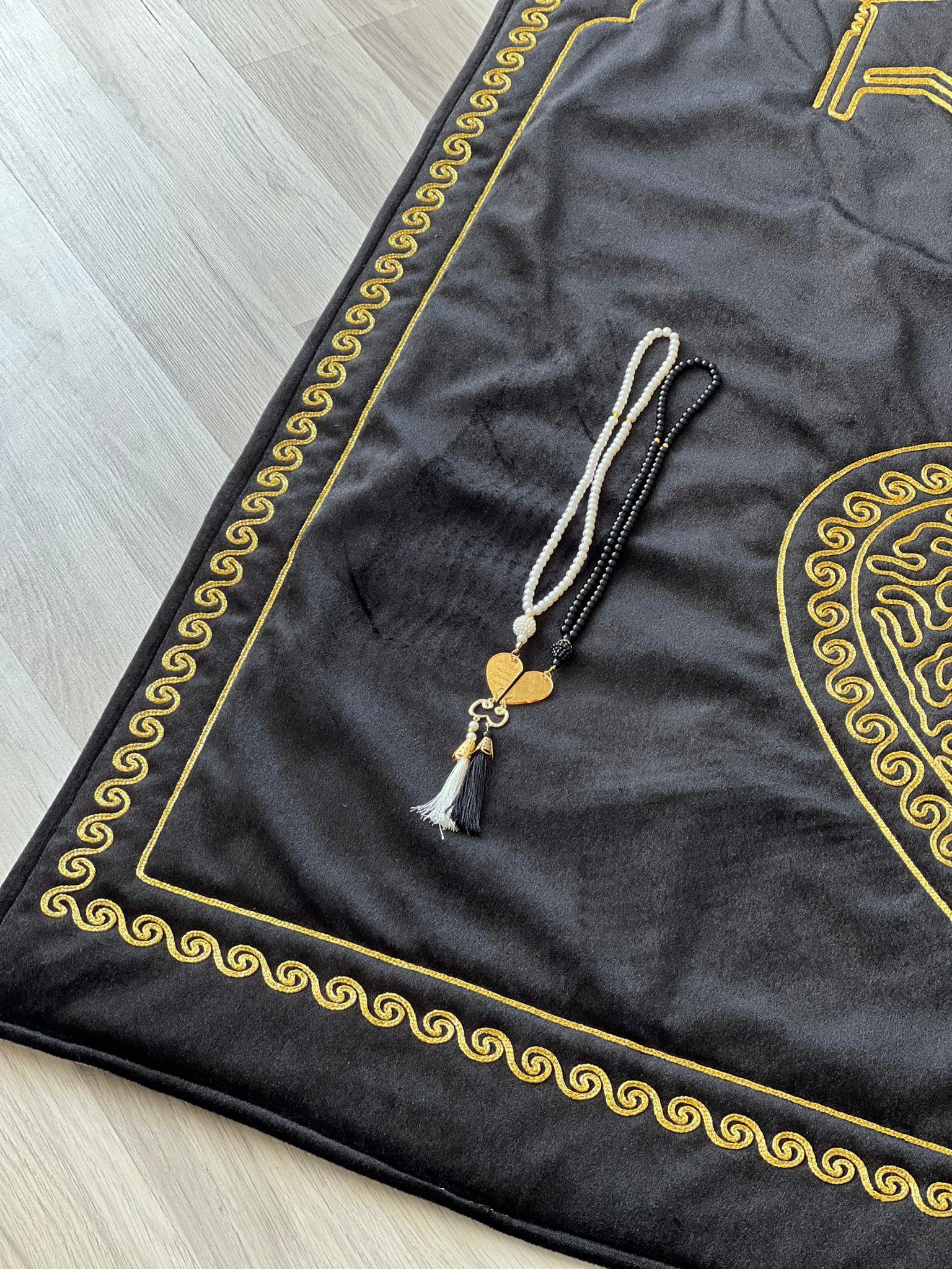 Özel Tasarım İnci Tesbihli Çift Seccade Takımı