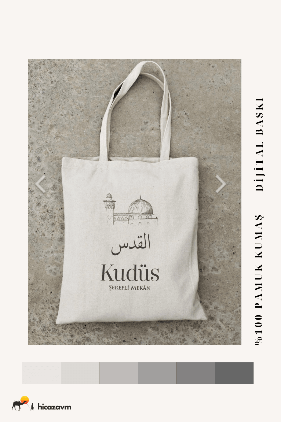 Ham Pamuk Kumaş Bez Çanta(Kudüs)