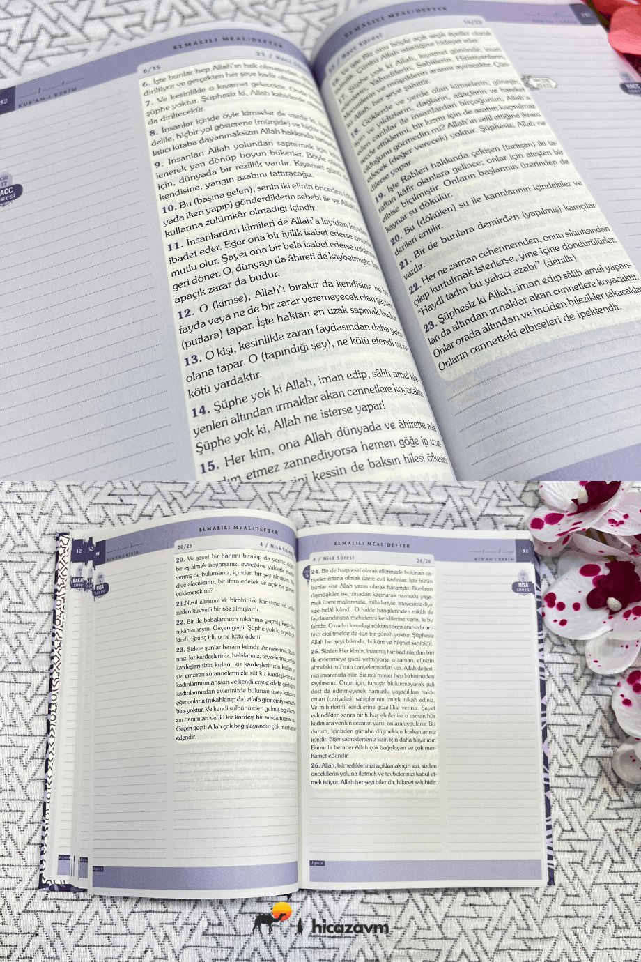Kur'an-I Kerim Meal Defter Metinsiz (Lila)