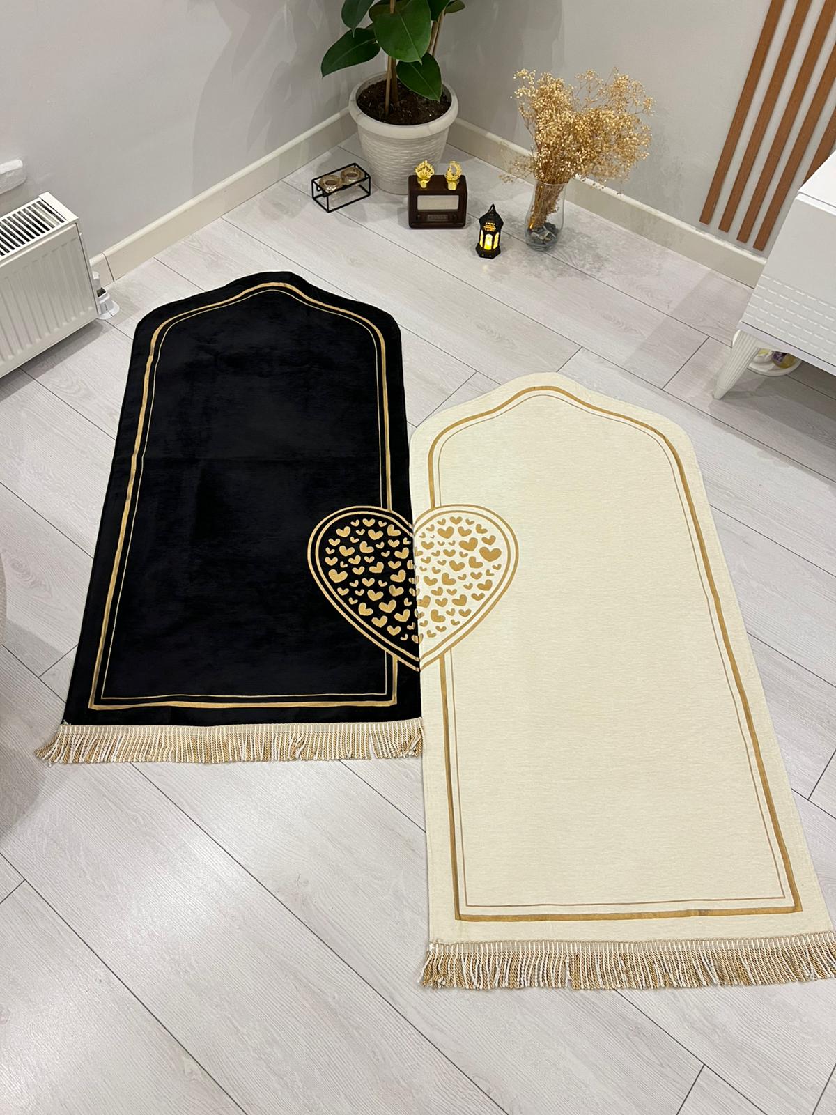 KALP DESNELİ DOKUMA ÇİFT SECCADE SETİ