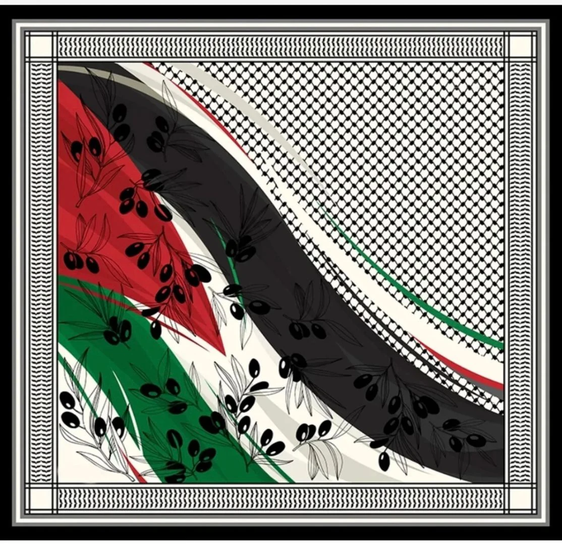 Bayrak Zeytin Keffiye figürü Eşarp