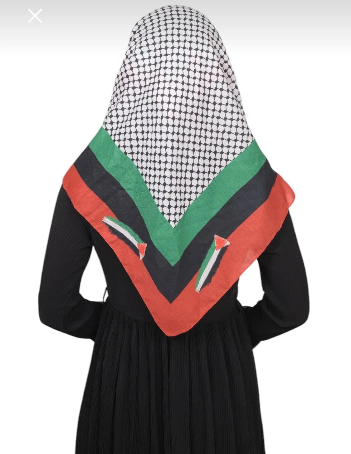 Kenarları Filistin Bayraklı Keffiye Eşarp