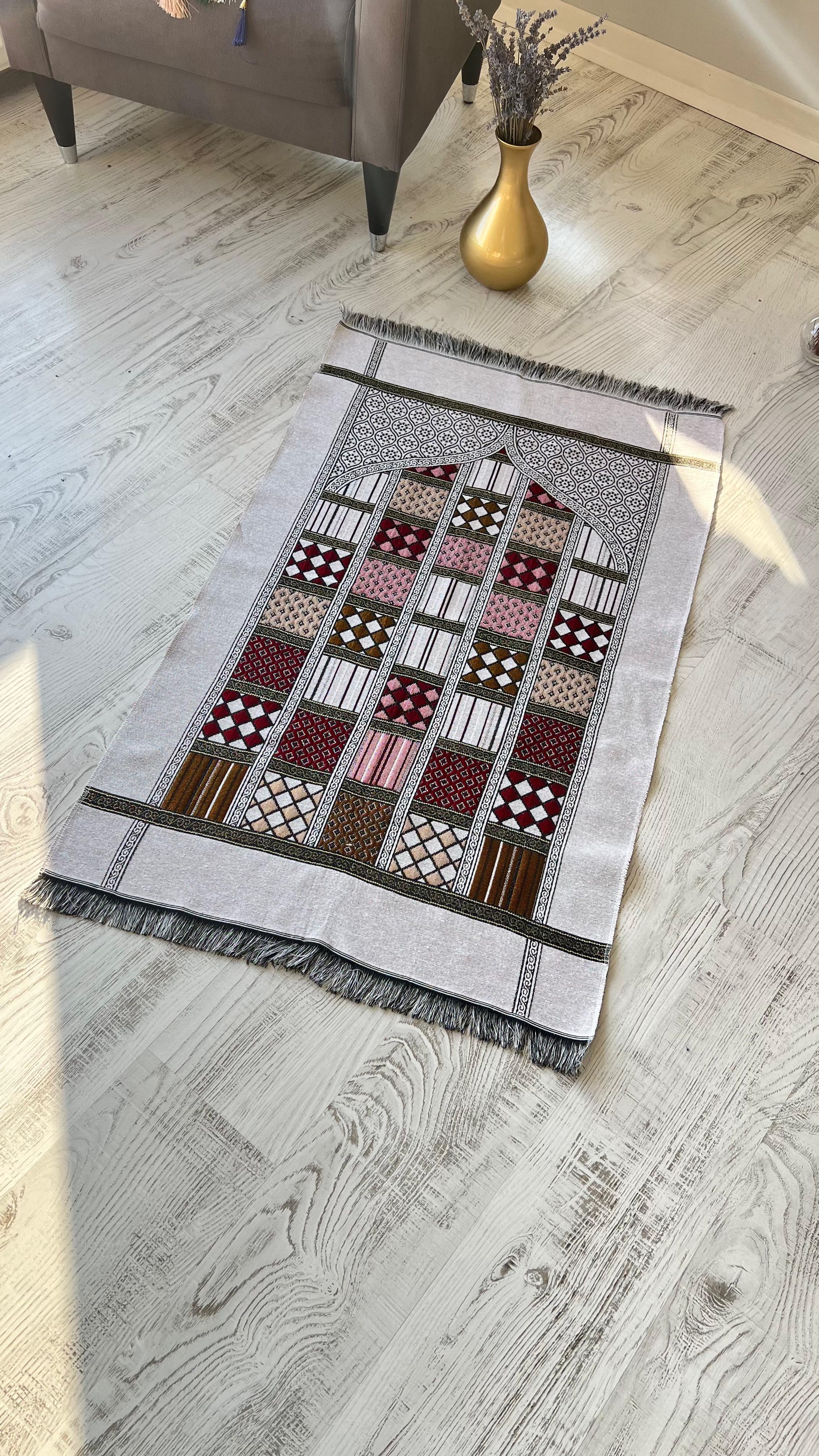 Estat çantalı Pamuklu Goblen 40 Yama Seccade Seti - Vizon