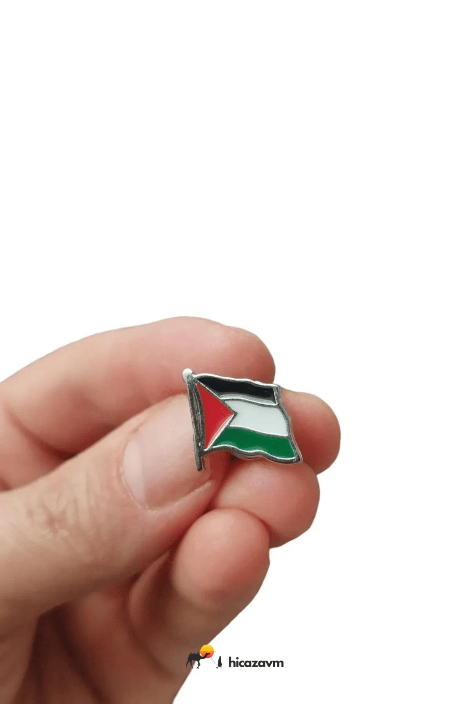 Renkli Filistin Bayrağı Tasarımlı Gümüş Renk Metal Yaka Rozeti