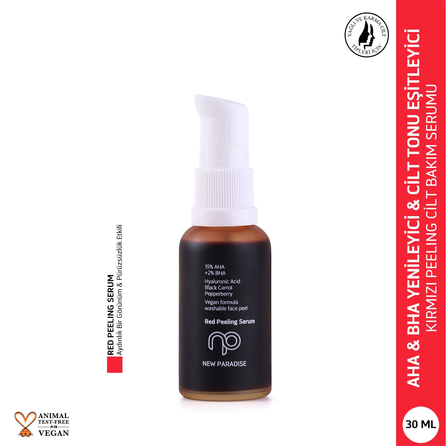 NEW PARADISE Leke Karşıtı Cilt Yenileyici Ölü Deriden Arındıran Aha Bha Serum