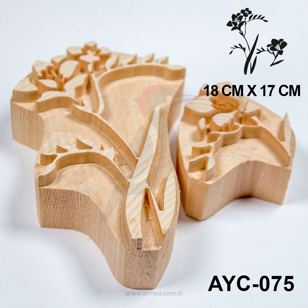 Ahşap Baskı Kalıbı Yaprak & Çiçek Model - AYC-075