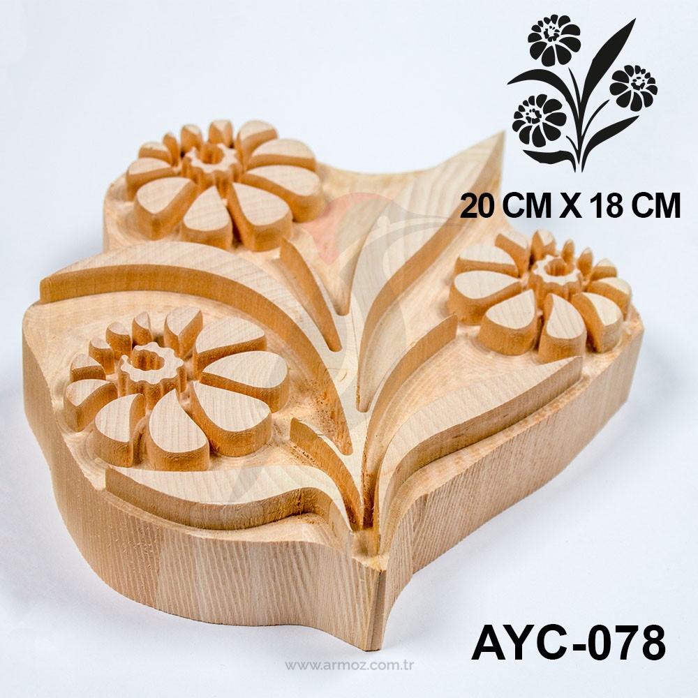 Ahşap Baskı Kalıbı Yaprak & Çiçek Model - AYC-078