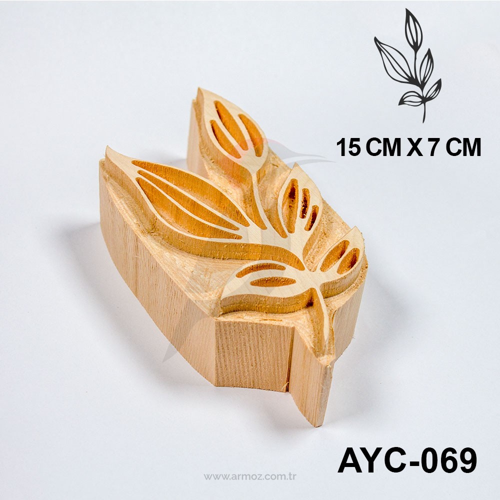Ahşap Baskı Kalıbı Yaprak & Çiçek Model - AYC-069
