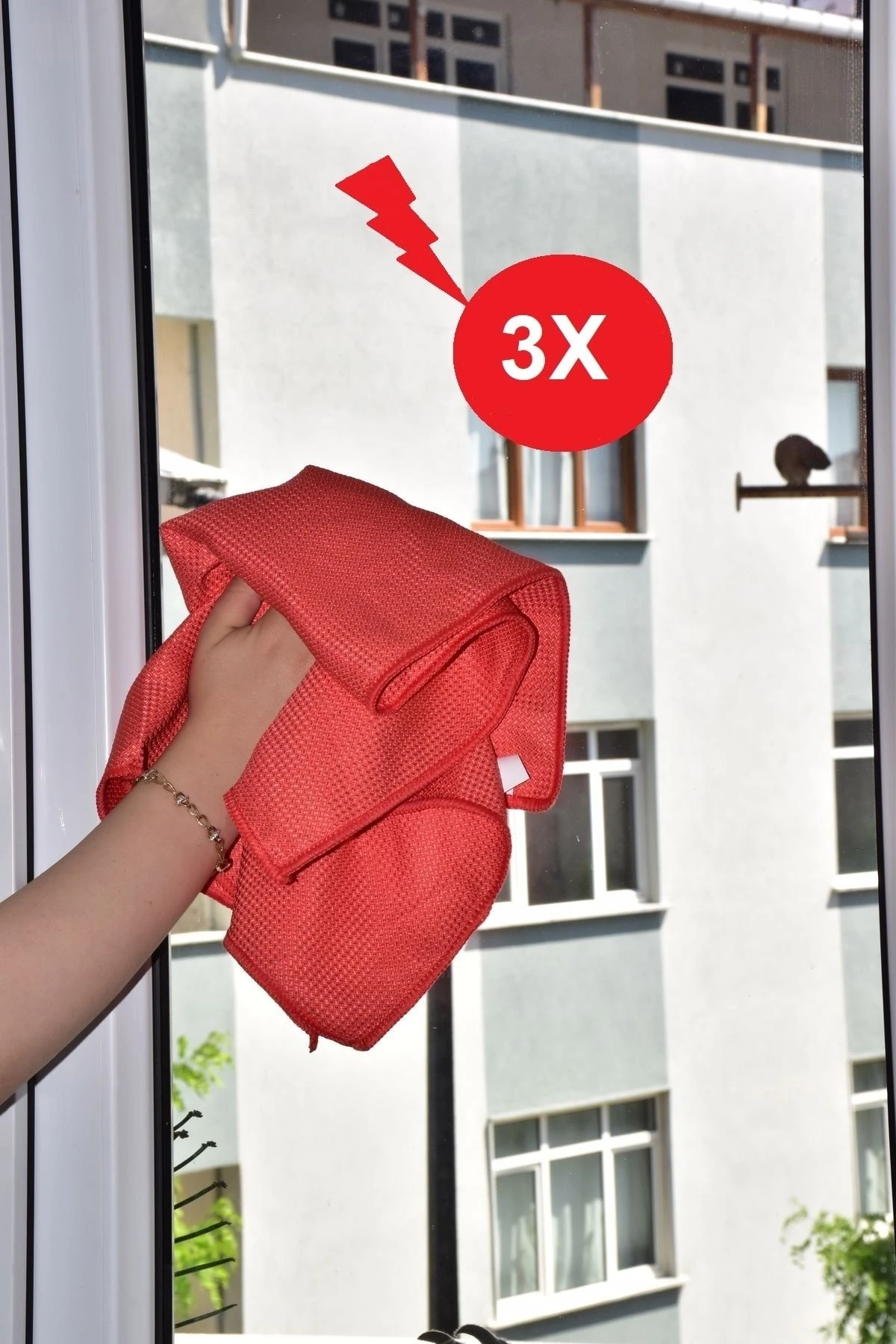 ( 3 Adet ) Büyük Boy Sihirli Mikrofiber Cam Ve Ayna Temizlik Bezi 40*60