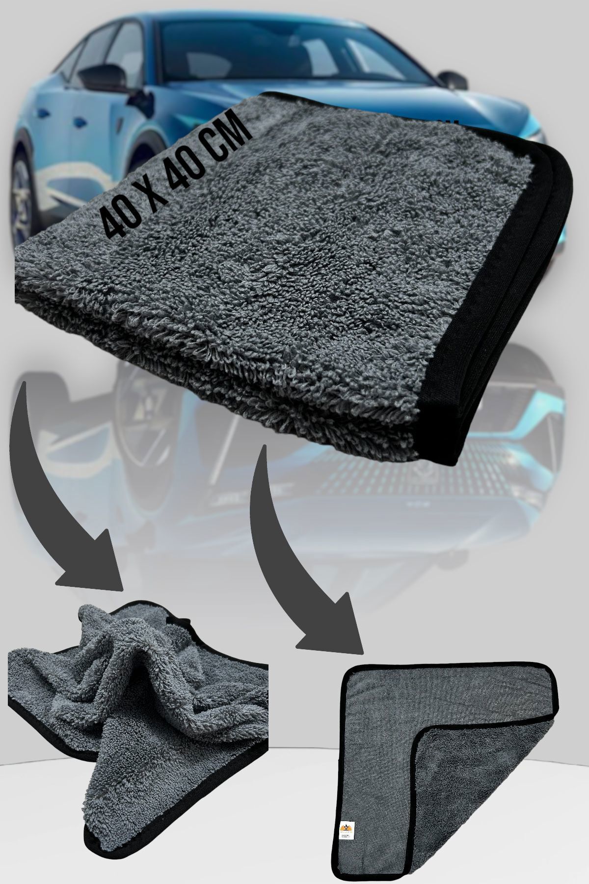 ( 3 Adet ) Biyeli Yer Ve Araba Yıkama Oto Kurulama Bezi 40*40 Mikrofiber