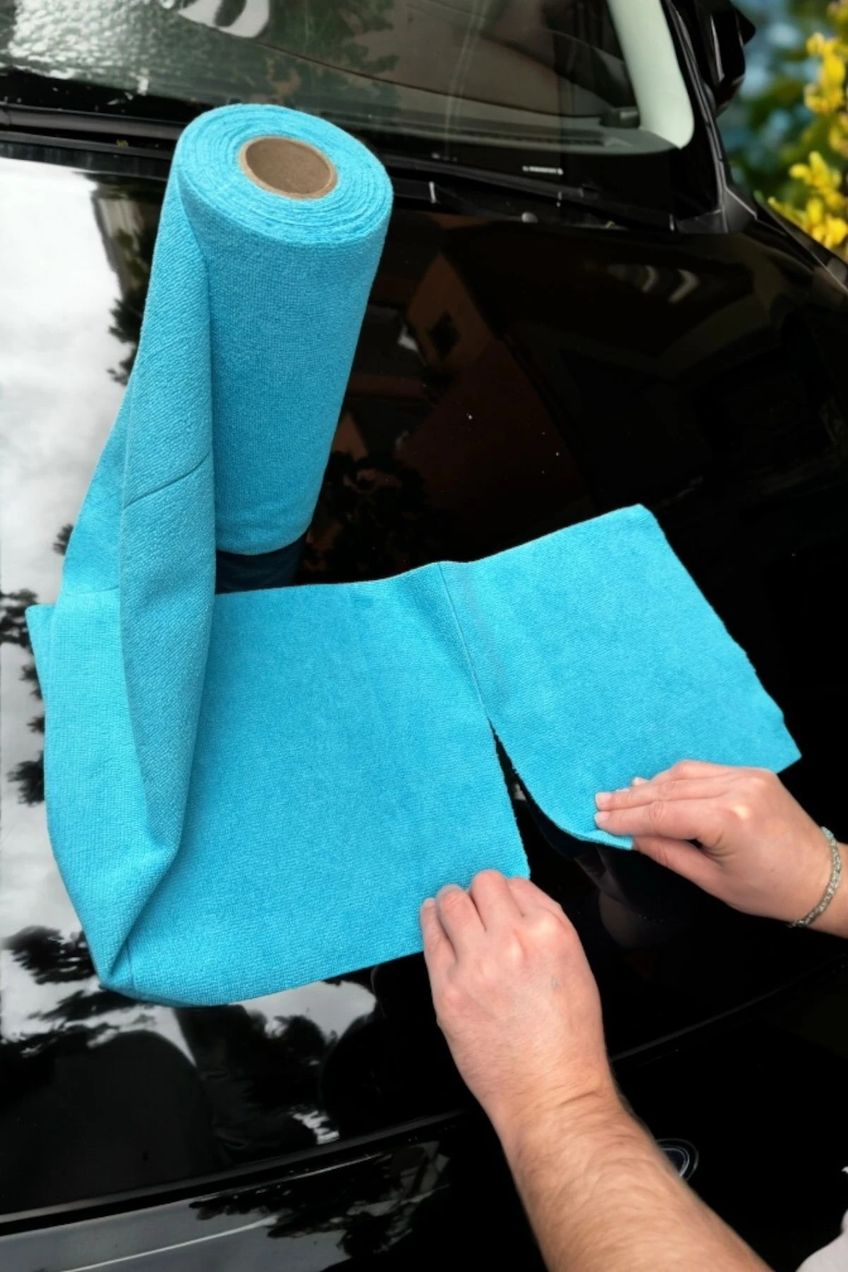 ( 25 ADET ) Kopart Kullan Mikrofiber Oto Temizlik Bezi Leke Tutmaz Koku Yapmaz 25*25cm Mavi Rulo